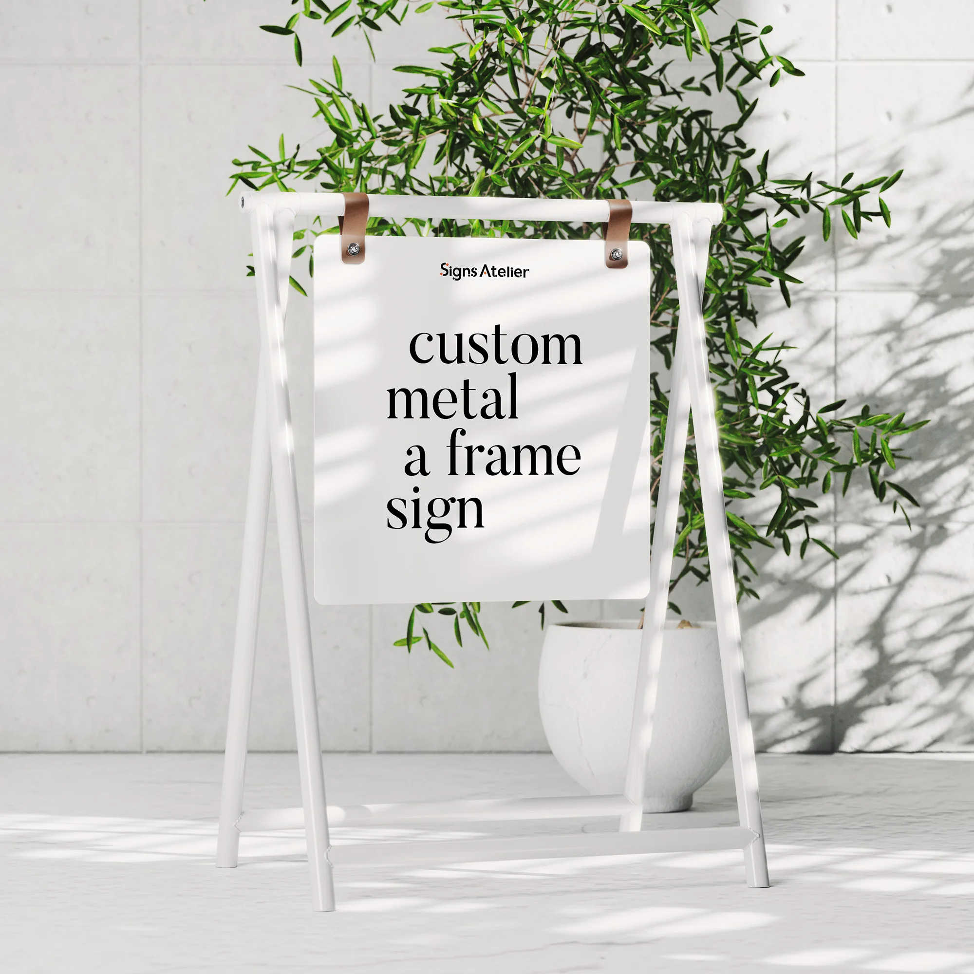 A decorated image of the A Frame Sidewalk Sign with a logo print.